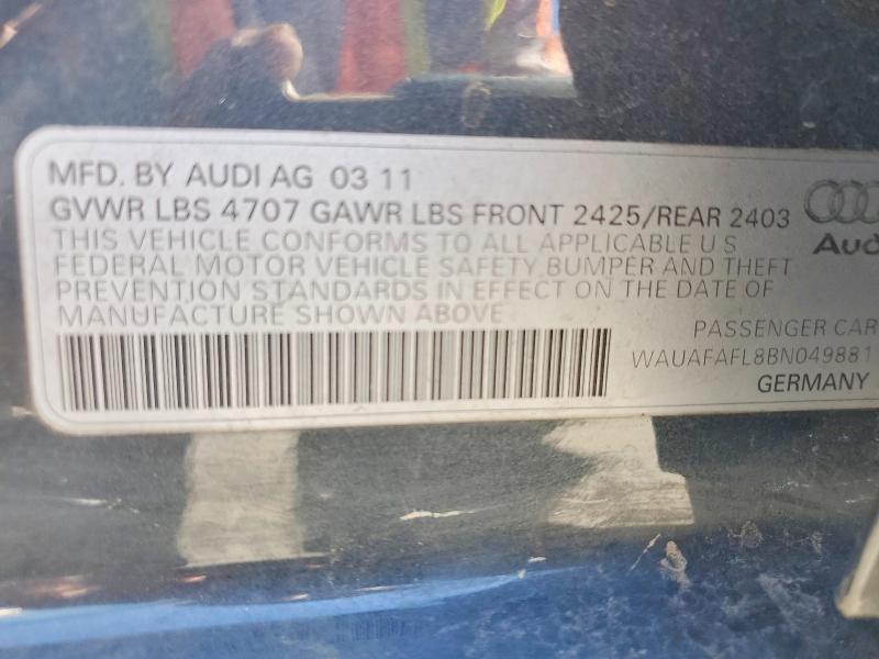 Продажа на аукционе авто 2011 Audi A4, vin: WAUAFAFL8BN049881, номер лота: 41984736