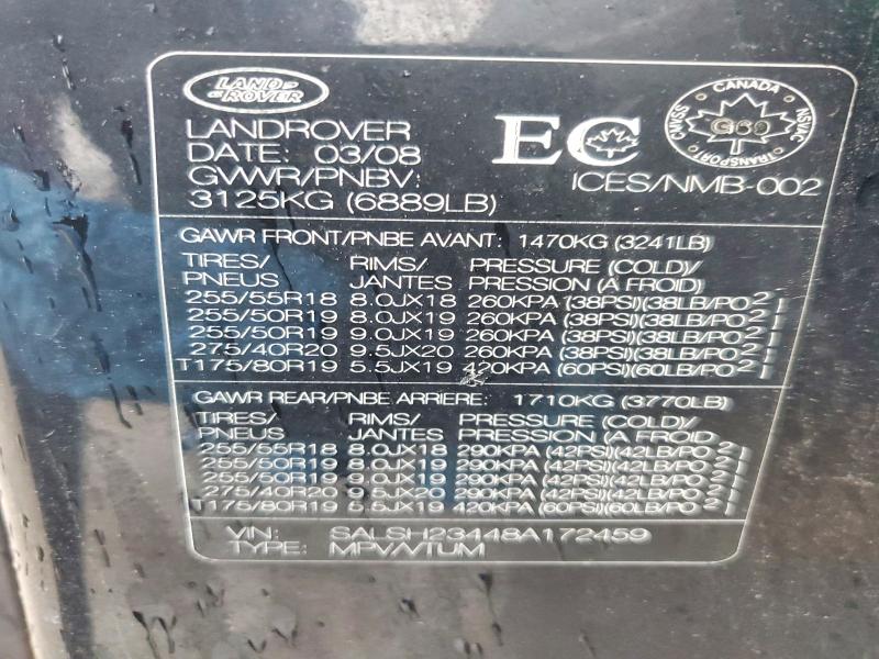 Продаж на аукціоні авто 2008 Land Rover Range Rover Sport, vin: SALSH23448A172459, номер лоту: 79217905
