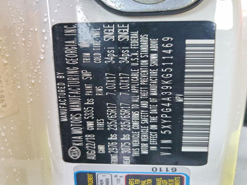 Aukcja sprzedaży 2019 Kia Sorento, vin: 5XYPG4A39KG511469, numer aukcji: 41836636