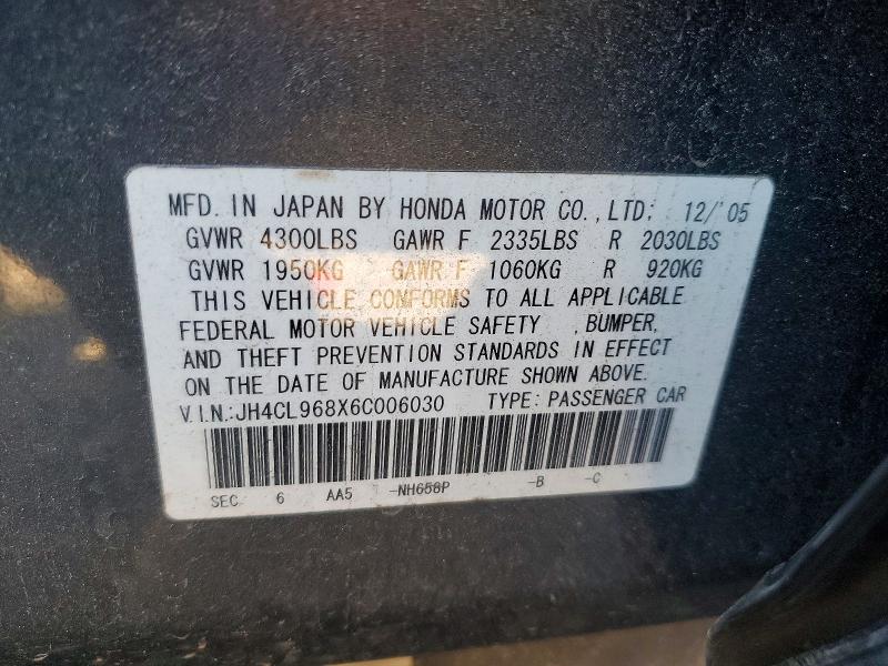 Продаж на аукціоні авто 2006 Acura Tsx, vin: JH4CL968X6C006030, номер лоту: 45515436