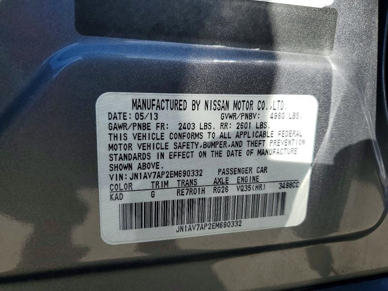 Aukcja sprzedaży 2014 Infiniti Q50 Hybrid, vin: JN1AV7AP2EM690332, numer aukcji: 45753616