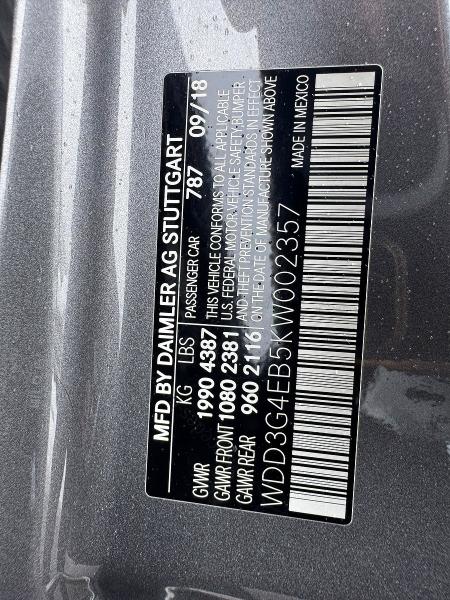Продажа на аукционе авто 2019 Mercedes-benz A, vin: WDD3G4EB5KW002357, номер лота: 45849146