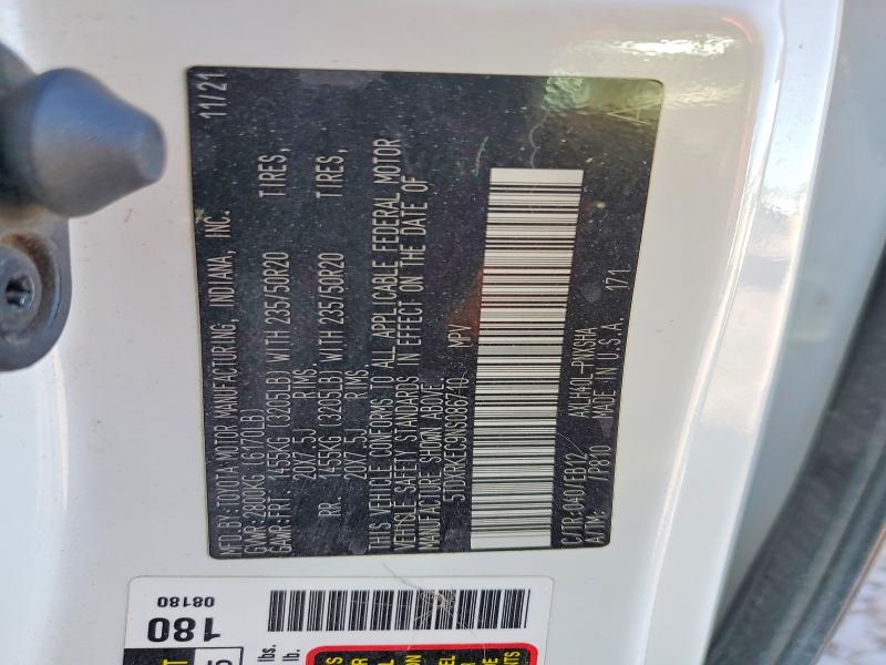2022 Toyota Sienna მანქანა იყიდება აუქციონზე, vin: 5TDXRKEC9NS086710, აუქციონის ნომერი: 79932675