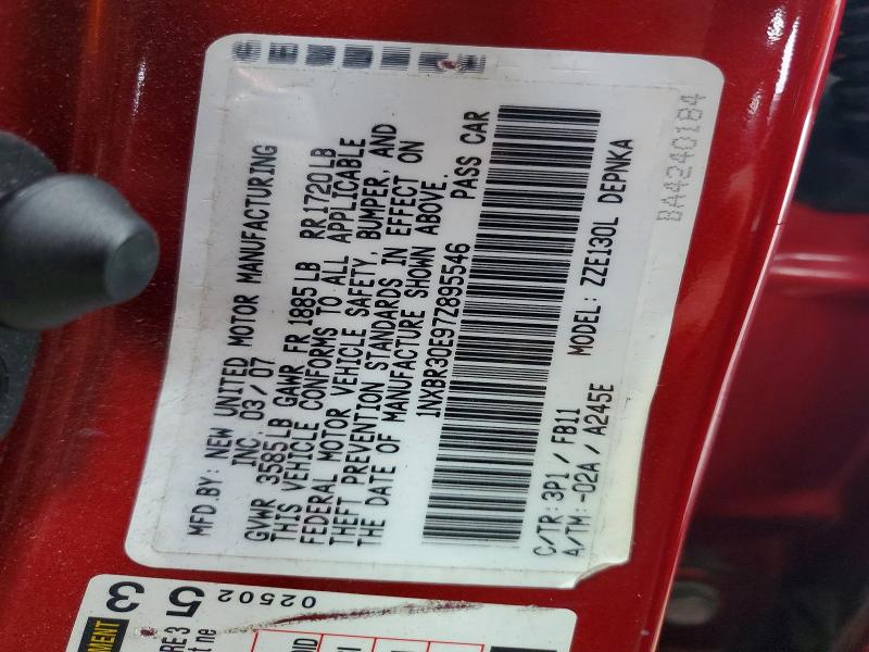 Aukcja sprzedaży 2007 Toyota Corolla, vin: 1NXBR30E97Z895546, numer aukcji: 47743226