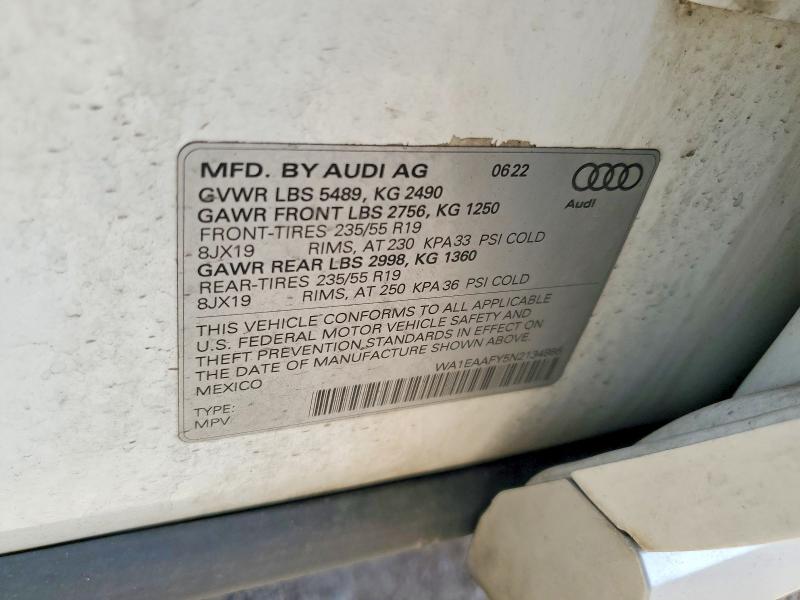 Продажа на аукционе авто 2022 Audi Q5, vin: WA1EAAFY5N2134885, номер лота: 75988425