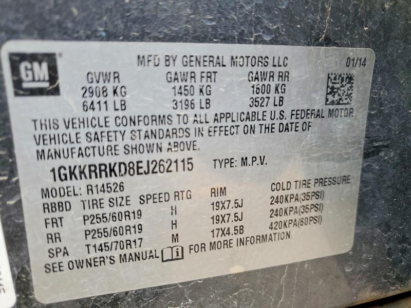 Aukcja sprzedaży 2014 Gmc Acadia, vin: 1GKKRRKD8EJ262115, numer aukcji: 47619176