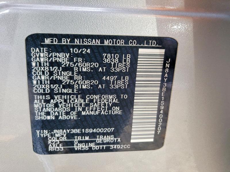 Aukcja sprzedaży 2025 Nissan Armada, vin: JN8AY3BE1S9400207, numer aukcji: 79055515