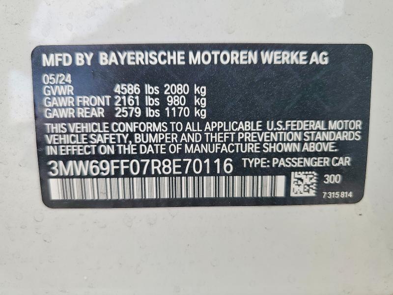 Aukcja sprzedaży 2024 Bmw 330i, vin: 3MW69FF07R8E70116, numer aukcji: 47765066