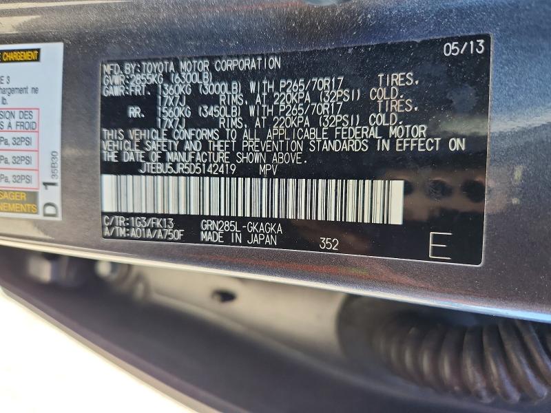 Aukcja sprzedaży 2013 Toyota 4runner, vin: JTEBU5JR5D5142419, numer aukcji: 45780116