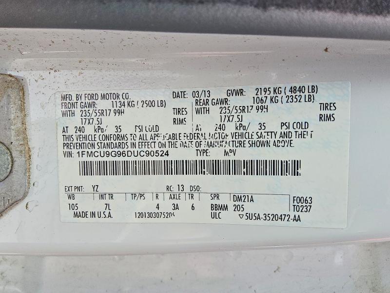 41897266 :رقم المزاد ، 1FMCU9G96DUC90524 vin ، 2013 Ford Escape مزاد بيع