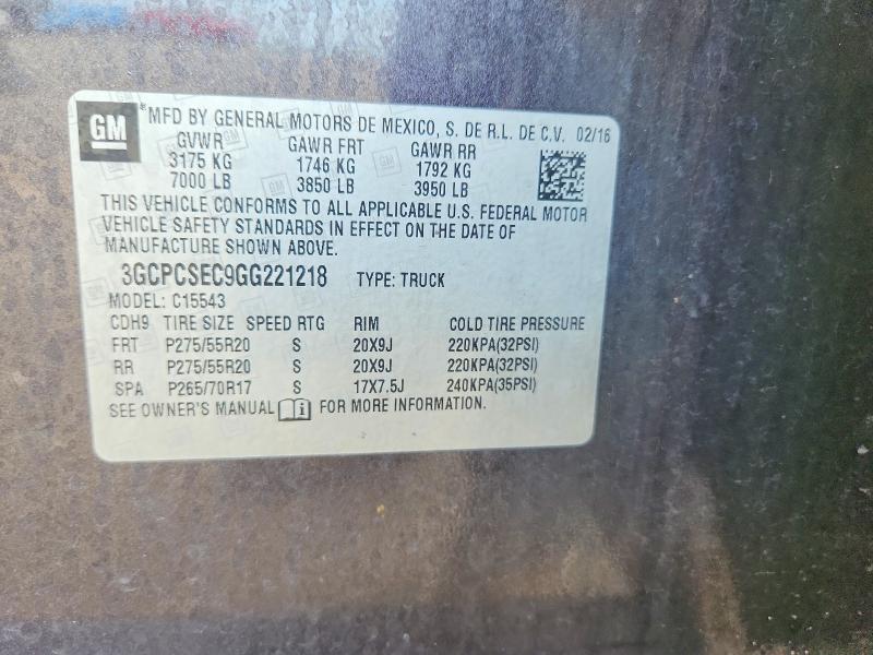 Продаж на аукціоні авто 2016 Chevrolet Silverado, vin: 3GCPCSEC9GG221218, номер лоту: 47836006