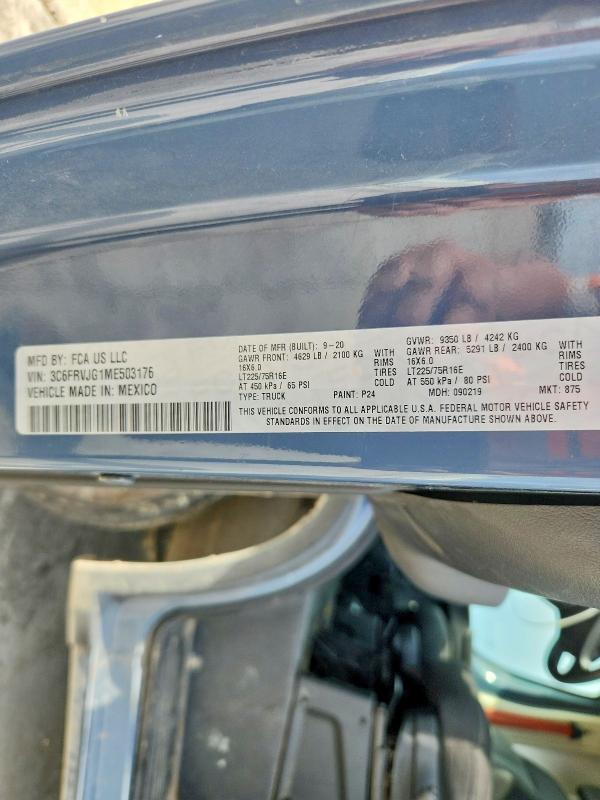2021 Ram Promaster 3500 მანქანა იყიდება აუქციონზე, vin: 3C6FRVJG1ME503176, აუქციონის ნომერი: 41659366