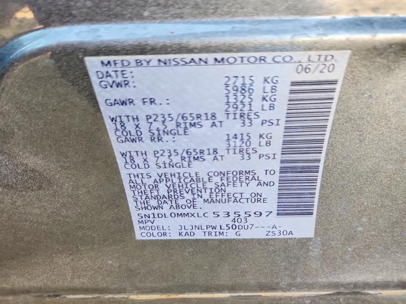 Продаж на аукціоні авто 2020 Infiniti Qx60, vin: 5N1DL0MMXLC535597, номер лоту: 79999005