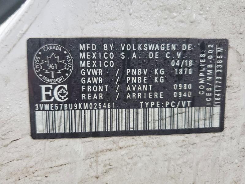 Aukcja sprzedaży 2019 Volkswagen Jetta, vin: 3VWE57BU9KM025461, numer aukcji: 42000116
