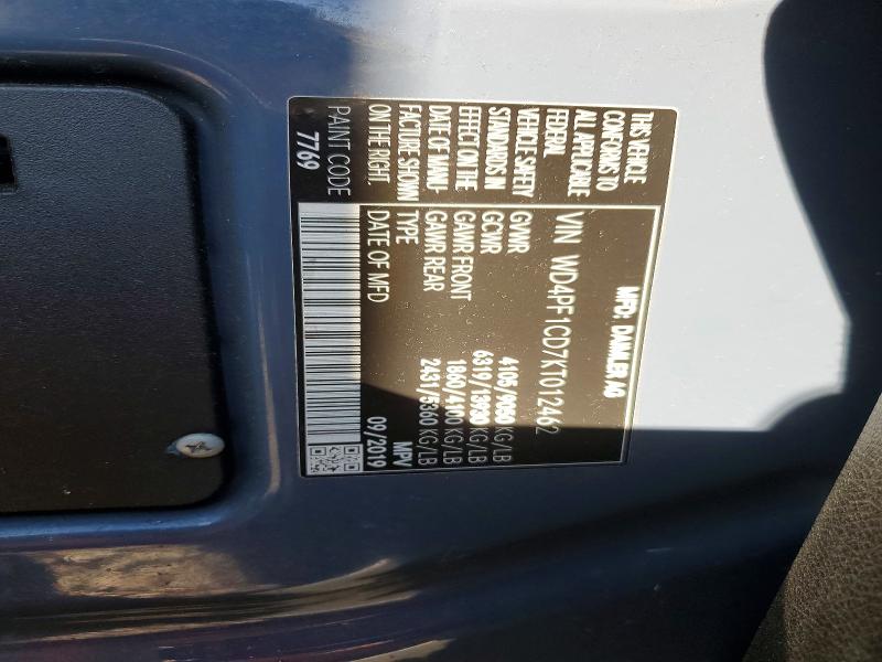 46496326 :رقم المزاد ، WD4PF1CD7KT012462 vin ، 2019 Mercedes Benz Sprinter مزاد بيع
