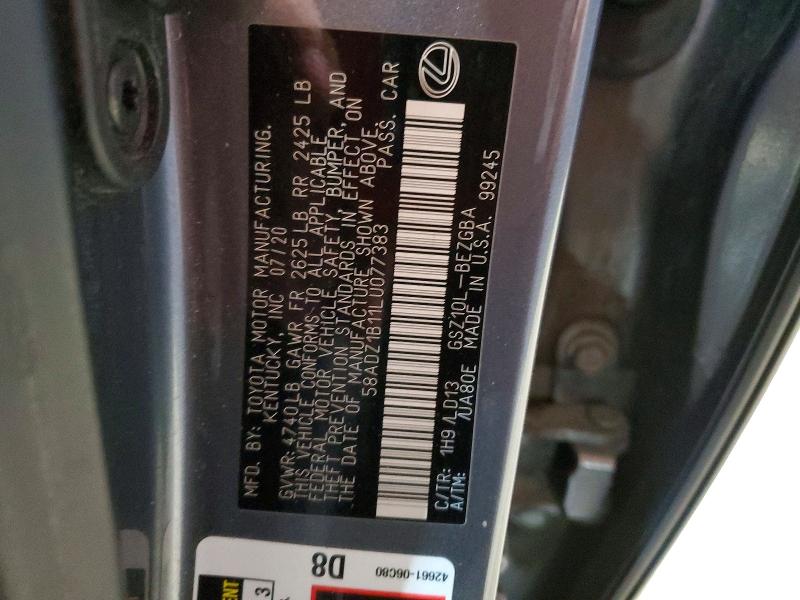 Продажа на аукционе авто 2020 Lexus Es 350, vin: 58ADZ1B11LU077383, номер лота: 46166866