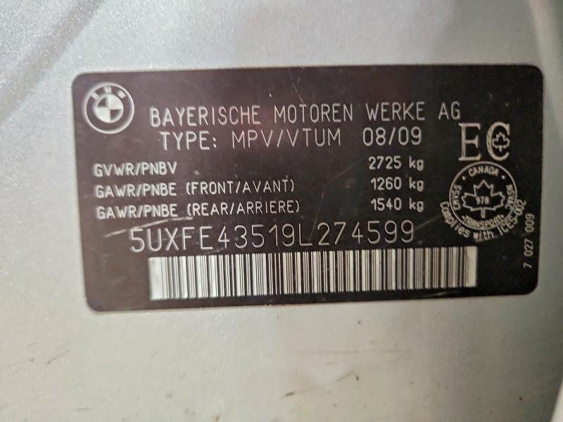 Продажа на аукционе авто 2009 Bmw X5, vin: 5UXFE43519L274599, номер лота: 79969555