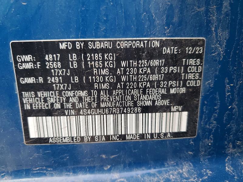 Auction sale of the 2024 Subaru Crosstrek, vin: 4S4GUHU67R3749286, lot number: 46419236