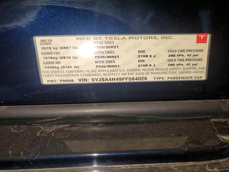 Продажа на аукционе авто 2015 Tesla Model S, vin: 5YJSA4H49FF084026, номер лота: 46340726