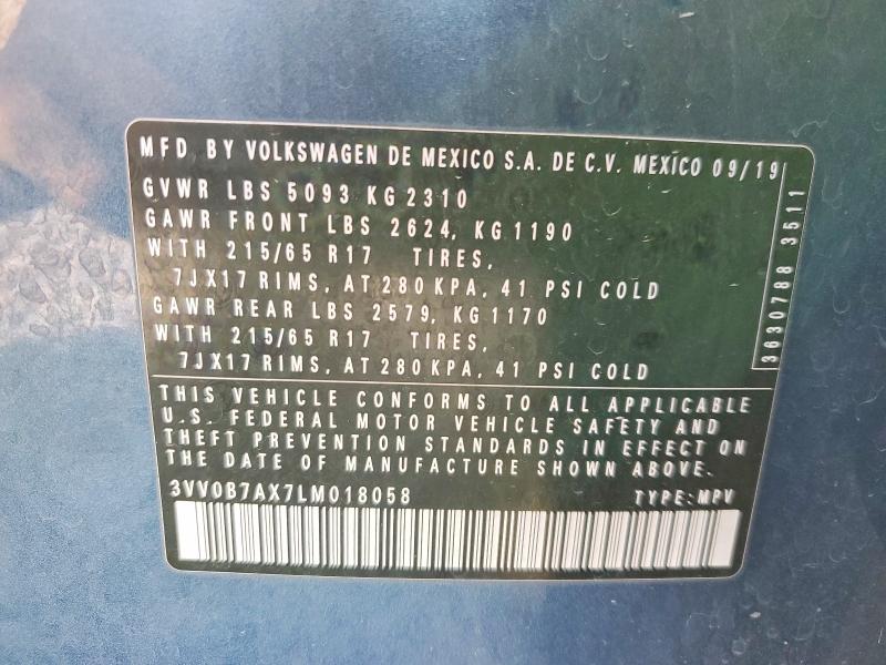 Aukcja sprzedaży 2020 Volkswagen Tiguan, vin: 3VV0B7AX7LM018058, numer aukcji: 46882796