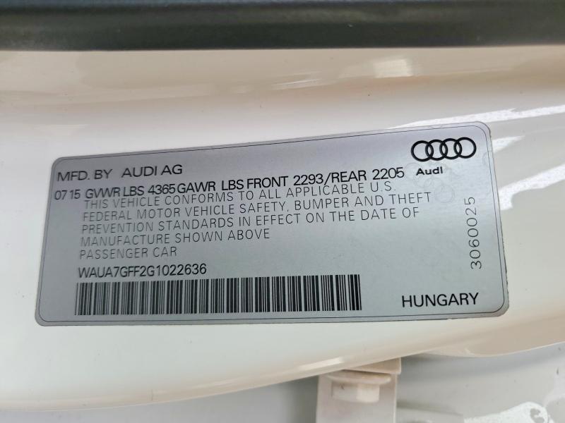 Aukcja sprzedaży 2016 Audi A3, vin: WAUA7GFF2G1022636, numer aukcji: 46008726
