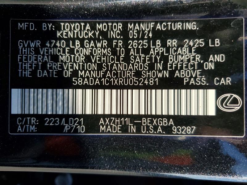 Aukcja sprzedaży 2024 Lexus Es 300h, vin: 58ADA1C1XRU052481, numer aukcji: 79458185