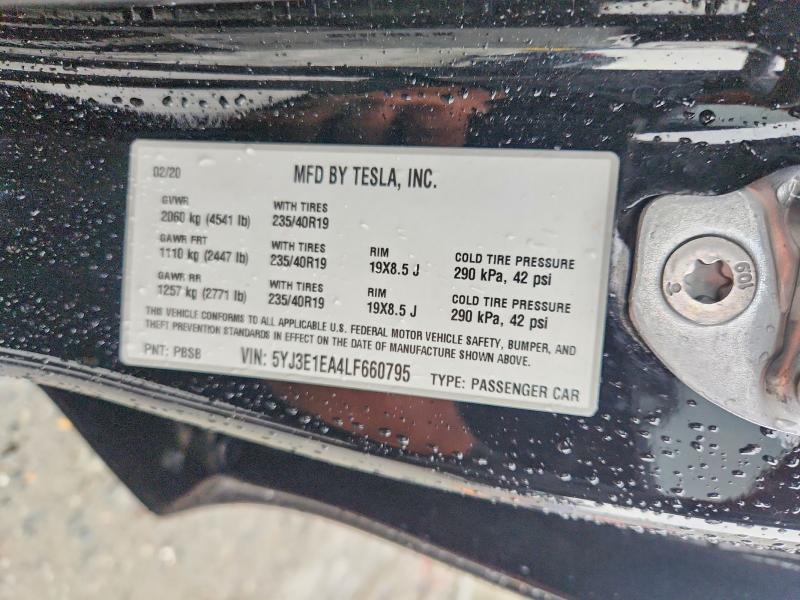 45492126 :رقم المزاد ، 5YJ3E1EA4LF660795 vin ، 2020 Tesla Model 3 مزاد بيع