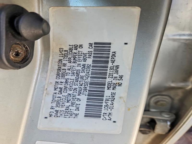 Продажа на аукционе авто 2004 Toyota Corolla, vin: JTDBR32E742043382, номер лота: 46112736