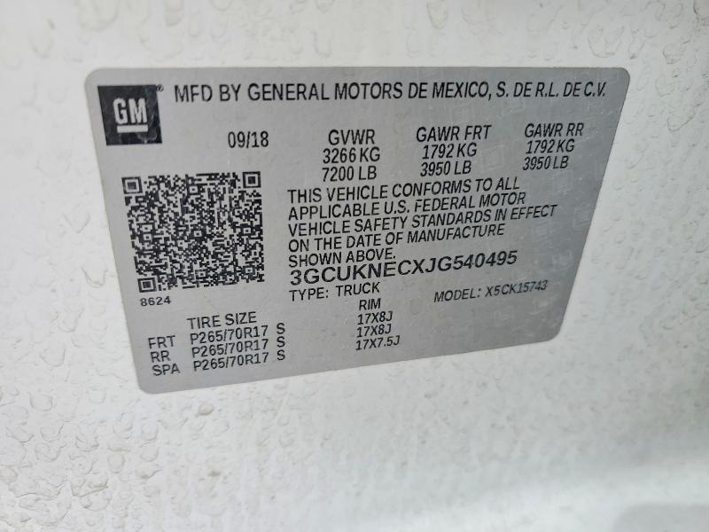42009556 :رقم المزاد ، 3GCUKNECXJG540495 vin ، 2018 Chevrolet Silverado مزاد بيع