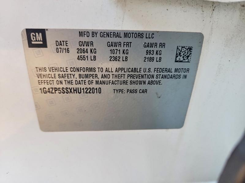 47317626 :رقم المزاد ، 1G4ZP5SSXHU122010 vin ، 2017 Buick Lacrosse مزاد بيع