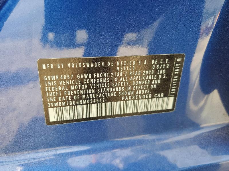 Продаж на аукціоні авто 2022 Volkswagen Jetta, vin: 3VWBM7BU6NM034547, номер лоту: 79440845