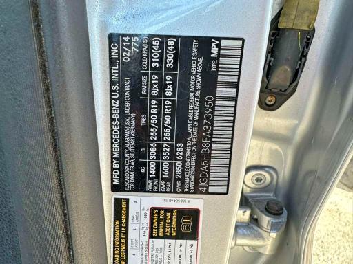 46092736 :رقم المزاد ، 4JGDA5HB8EA373950 vin ، 2014 Mercedes-benz Ml مزاد بيع