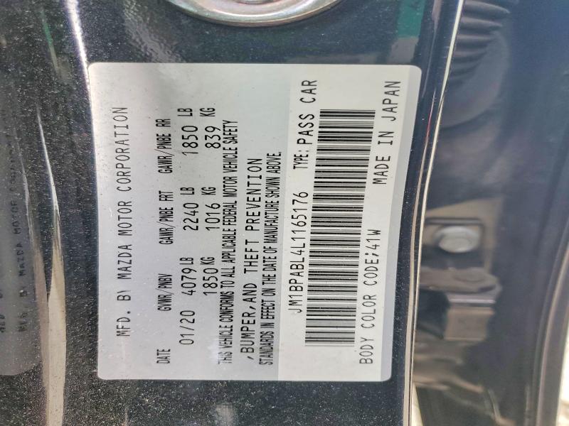 2020 Mazda 3 მანქანა იყიდება აუქციონზე, vin: JM1BPABL4L1165176, აუქციონის ნომერი: 47638236