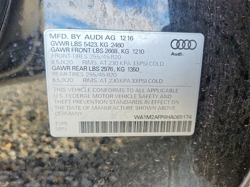 46510276 :رقم المزاد ، WA1M2AFP6HA089174 vin ، 2017 Audi Q5 مزاد بيع