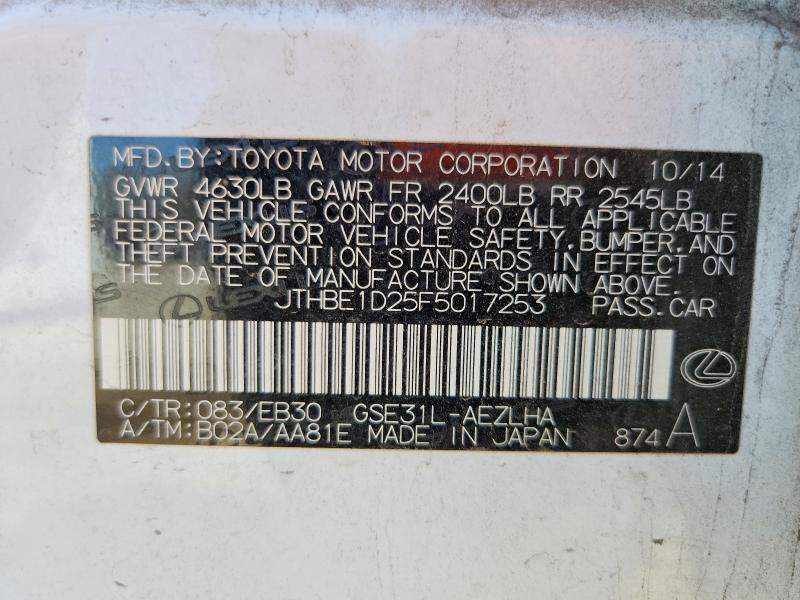 47113796 :رقم المزاد ، JTHBE1D25F5017253 vin ، 2015 Lexus Is 350 مزاد بيع