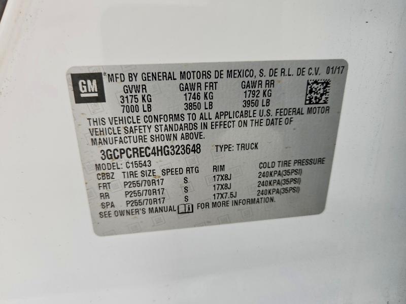 Продажа на аукционе авто 2017 Chevrolet Silverado, vin: 3GCPCREC4HG323648, номер лота: 79361715