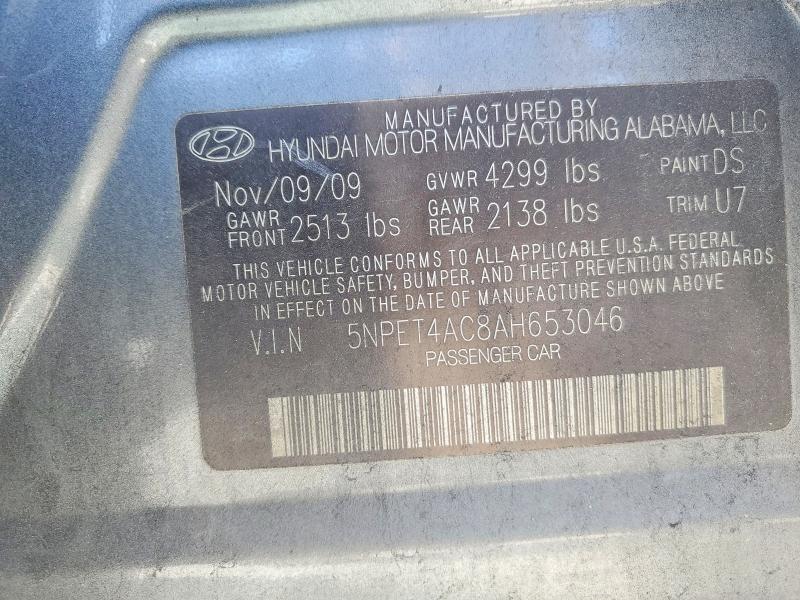 47834916 :رقم المزاد ، 5NPET4AC8AH653046 vin ، 2010 Hyundai Sonata مزاد بيع
