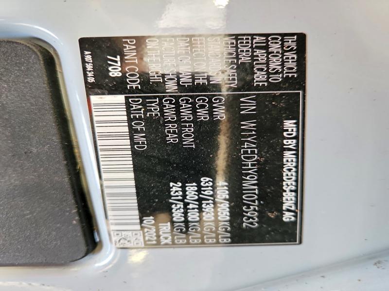 46544786 :رقم المزاد ، W1Y4EDHY9MT075932 vin ، 2021 Mercedes-benz Sprinter مزاد بيع