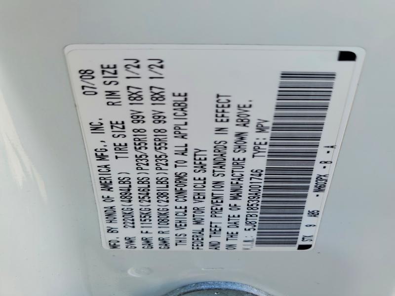Auction sale of the 2009 Acura Rdx, vin: 5J8TB18539A001746, lot number: 47834366