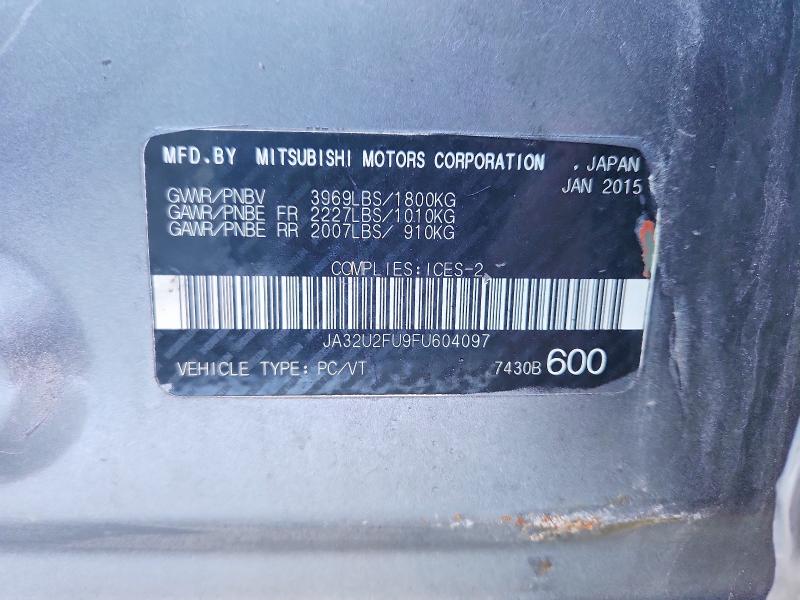 79248685 :رقم المزاد ، JA32U2FU9FU604097 vin ، 2015 Mitsubishi Lancer مزاد بيع