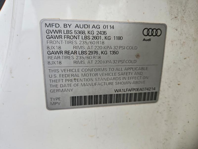 Продажа на аукционе авто 2014 Audi Q5, vin: WA1LFAFP0EA074214, номер лота: 79789755