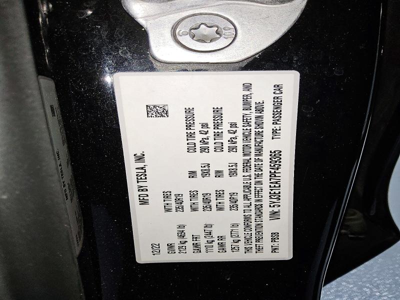 Продажа на аукционе авто 2023 Tesla Model 3, vin: 5YJ3E1EA7PF459365, номер лота: 47470696