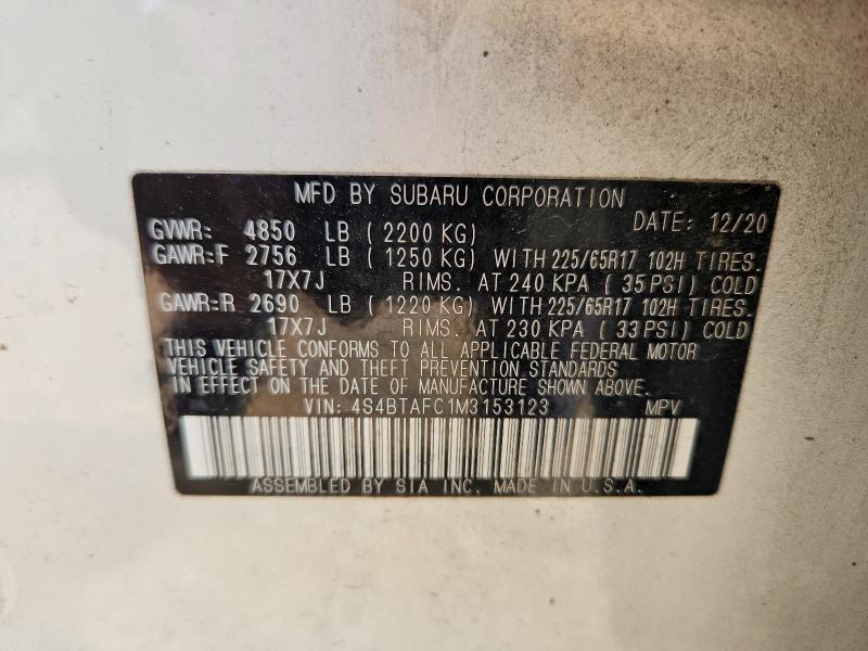 Продажа на аукционе авто 2021 Subaru Outback, vin: 4S4BTAFC1M3153123, номер лота: 47242406
