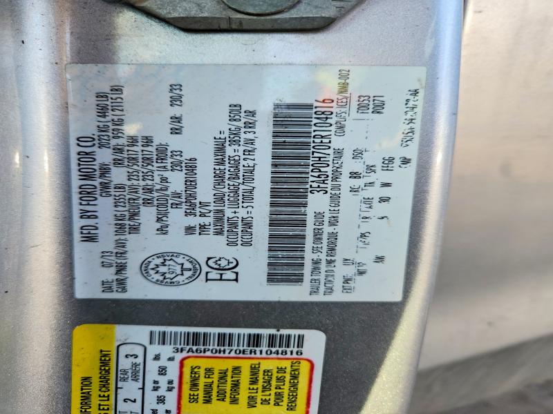 78251825 :رقم المزاد ، 3FA6P0H70ER104816 vin ، 2014 Ford Fusion مزاد بيع