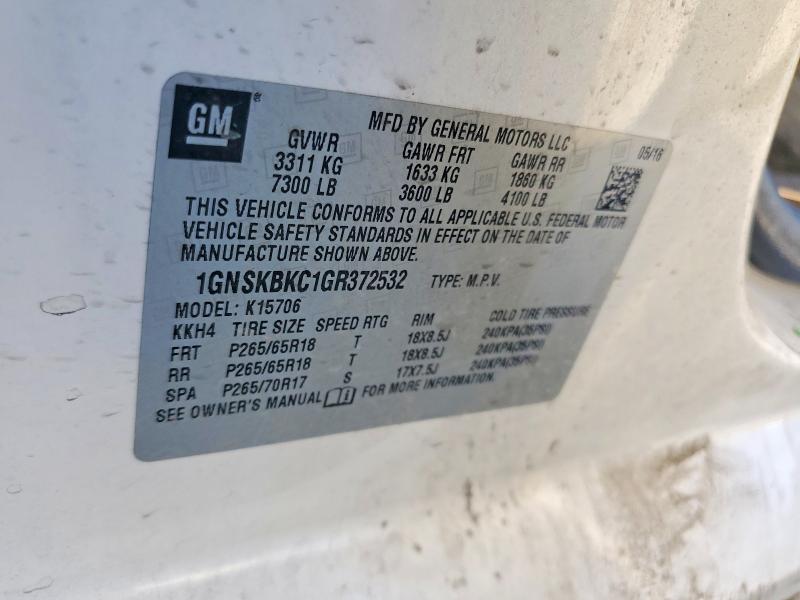 Aukcja sprzedaży 2016 Chevrolet Tahoe, vin: 1GNSKBKC1GR372532, numer aukcji: 47534836