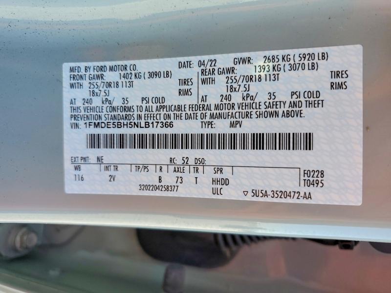 Продажа на аукционе авто 2022 Ford Bronco, vin: 1FMDE5BH5NLB17366, номер лота: 47355746