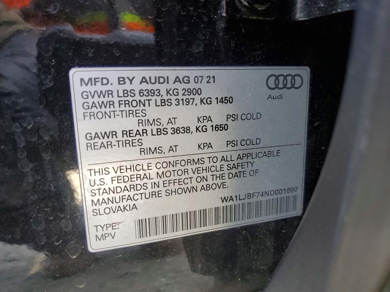Aukcja sprzedaży 2022 Audi Q7, vin: WA1LJBF74ND001690, numer aukcji: 48008306