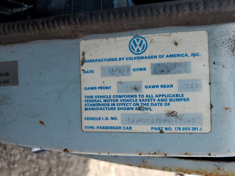 Aukcja sprzedaży 1981 Volkswagen Rabbit, vin: 1VWFG0171BV187043, numer aukcji: 46919846