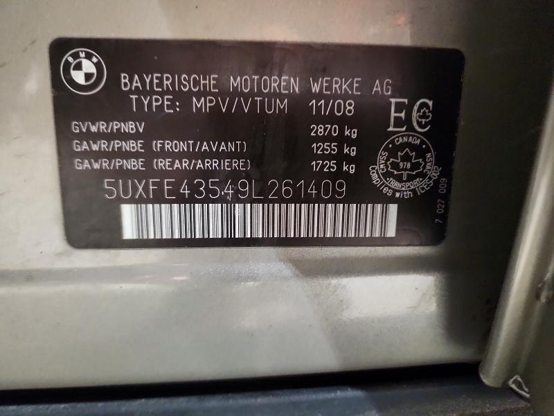 2009 Bmw X5 მანქანა იყიდება აუქციონზე, vin: 5UXFE43549L261409, აუქციონის ნომერი: 47642116