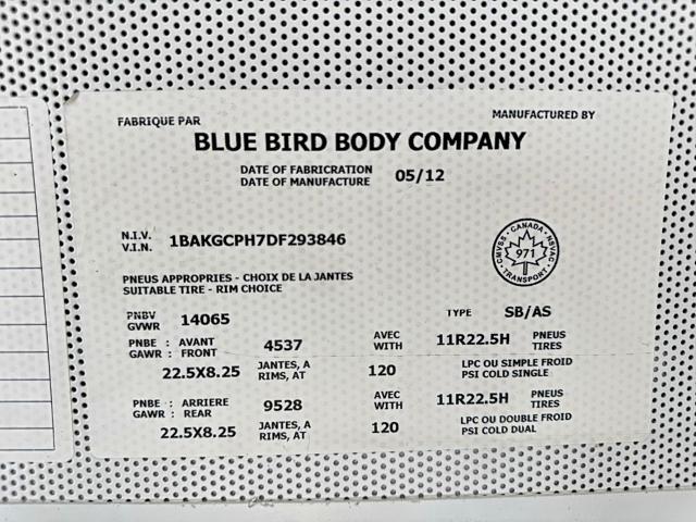 79712795 :رقم المزاد ، 1BAKGCPH7DF293846 vin ، 2013 Bluebird Vision مزاد بيع